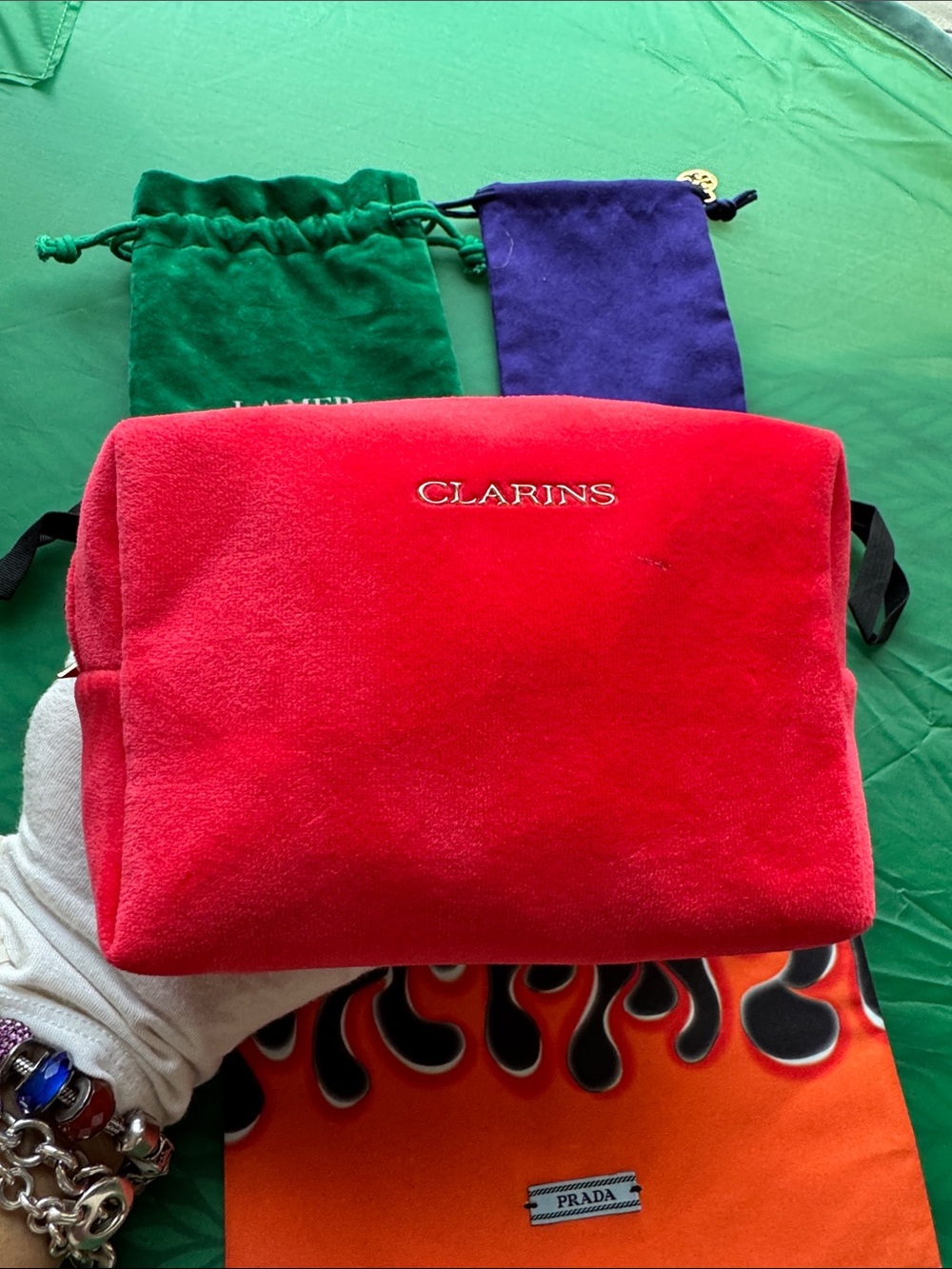 Bundle 4 Prada LA MER TORY BUCH CLA RIN RINS Drawstring Pouch - Picture 2 of 6